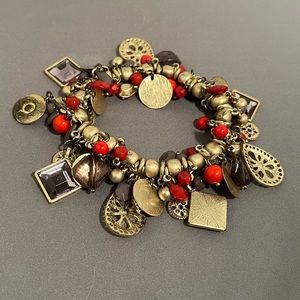 Gold and red bracelet.